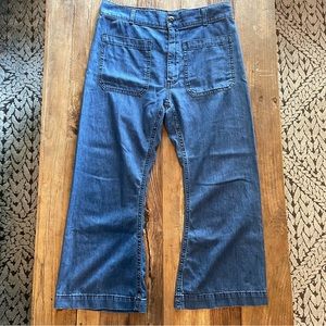 The Great. Sailor Jeans Crop Wide Leg Pocket Front Pants Sz 28
